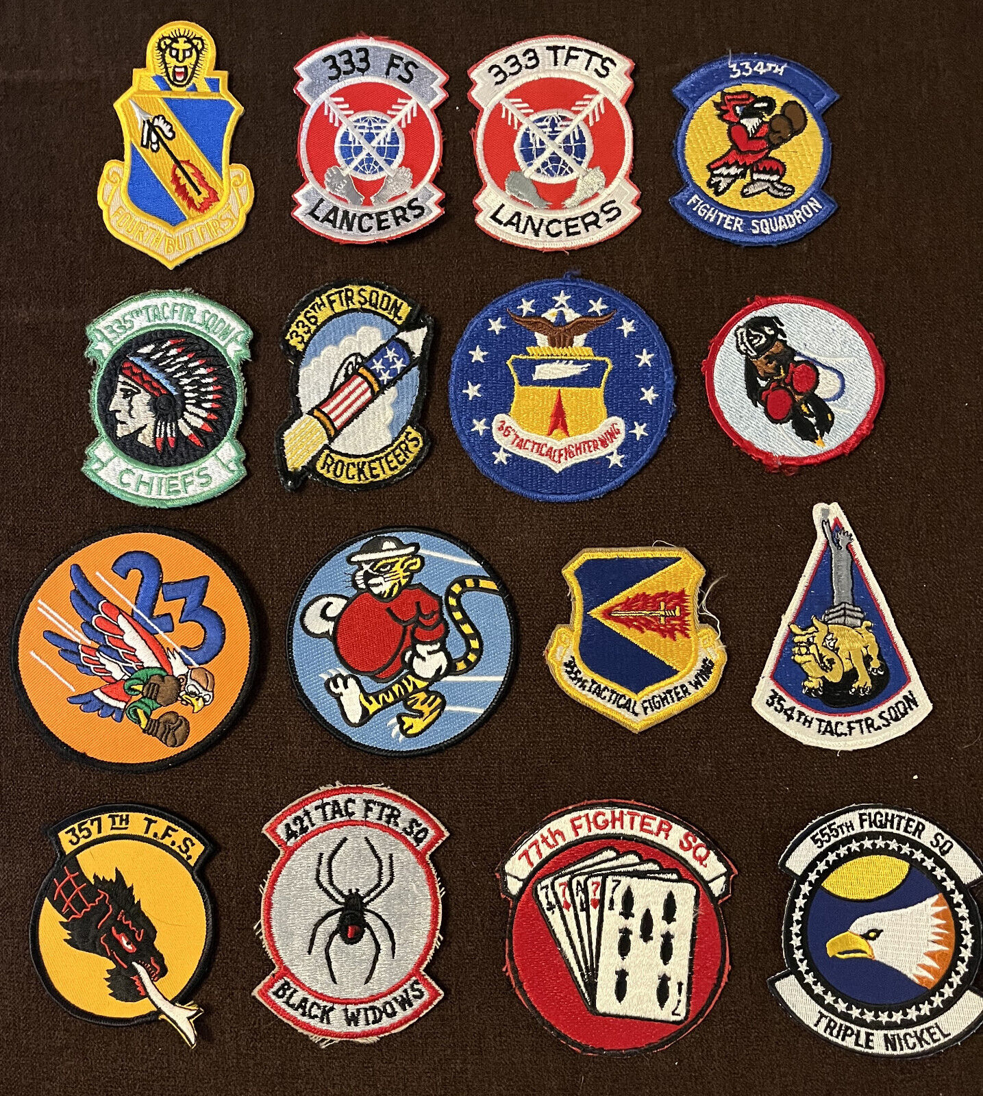 US Air Force fighter squadrons and wings patches - 16 assorted patches