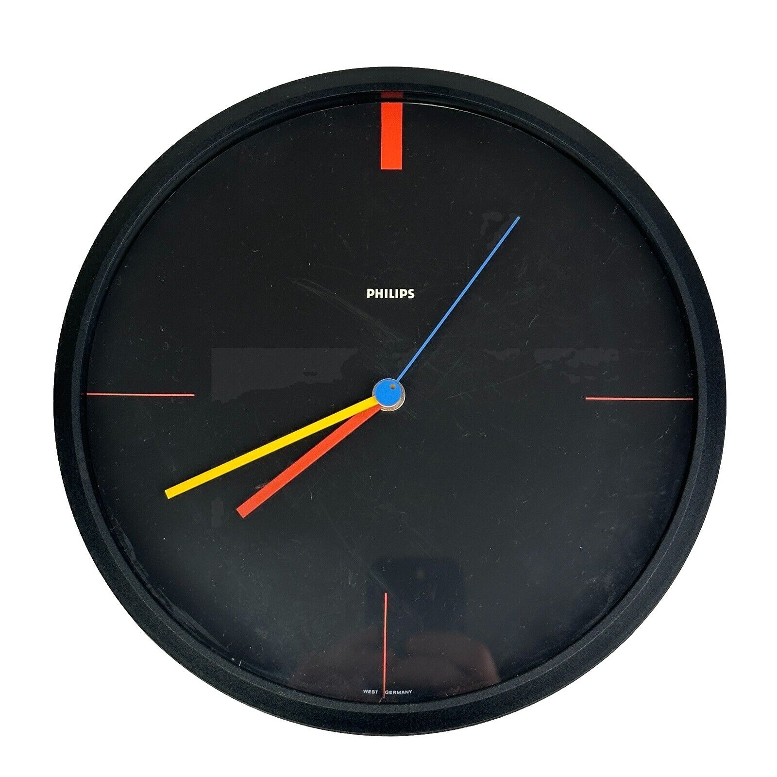 1980S POSTMODERN PRIMARY COLOR PHILIPS WALL CLOCK WEST GERMANY