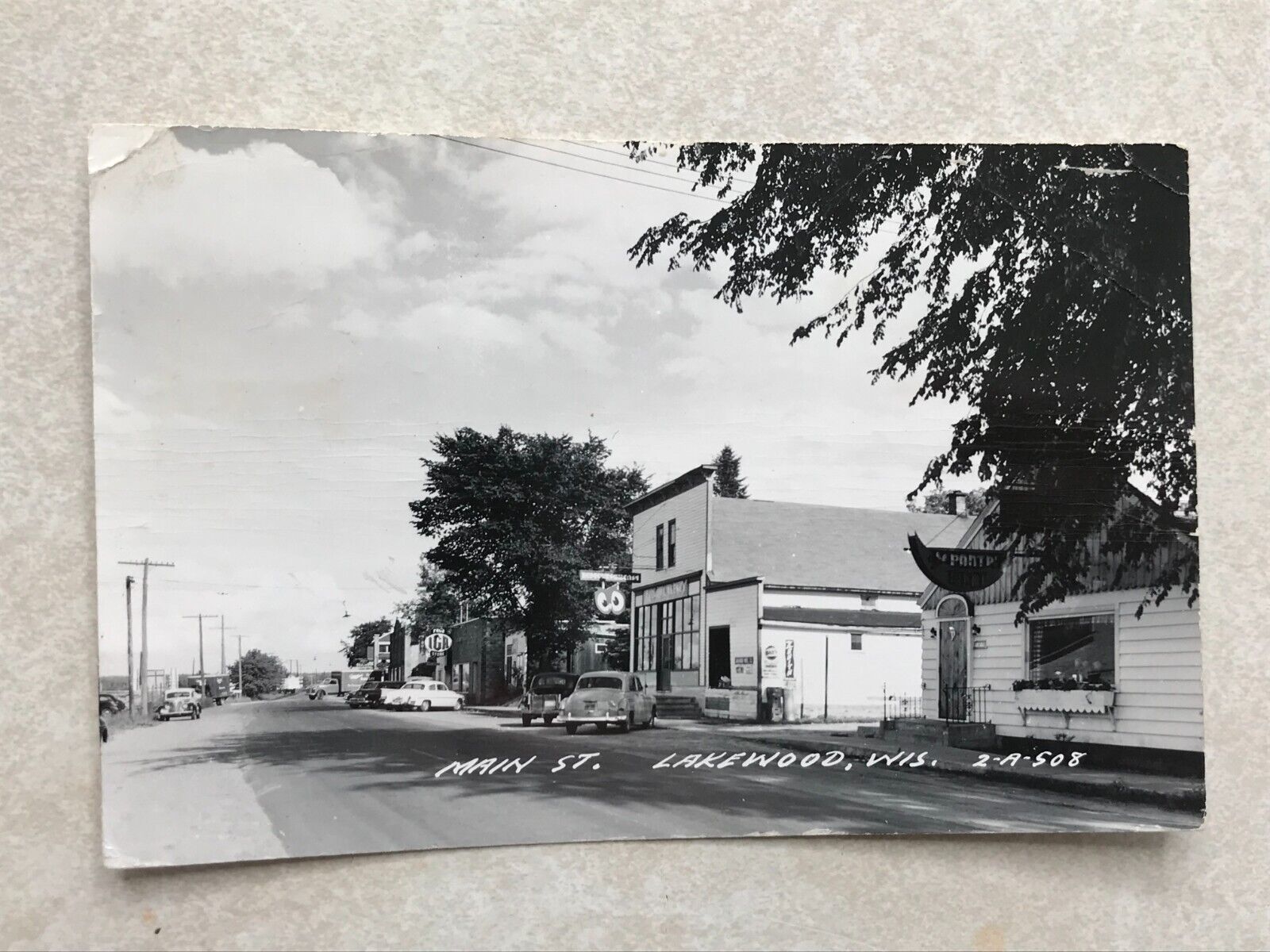 F2332 Postcard RPPC Main Street Lakewood WI Wisconsin