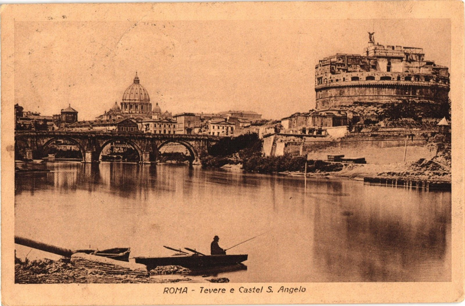 1922 CASTLE OF THE HOLY ANGEL in Parco Adriano Rome Italy Postcard