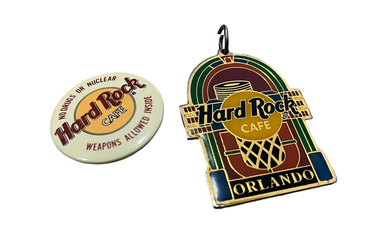 Vintage Hard Rock Cafe Pin Keychain Orlando Florida Restaurant Collectible