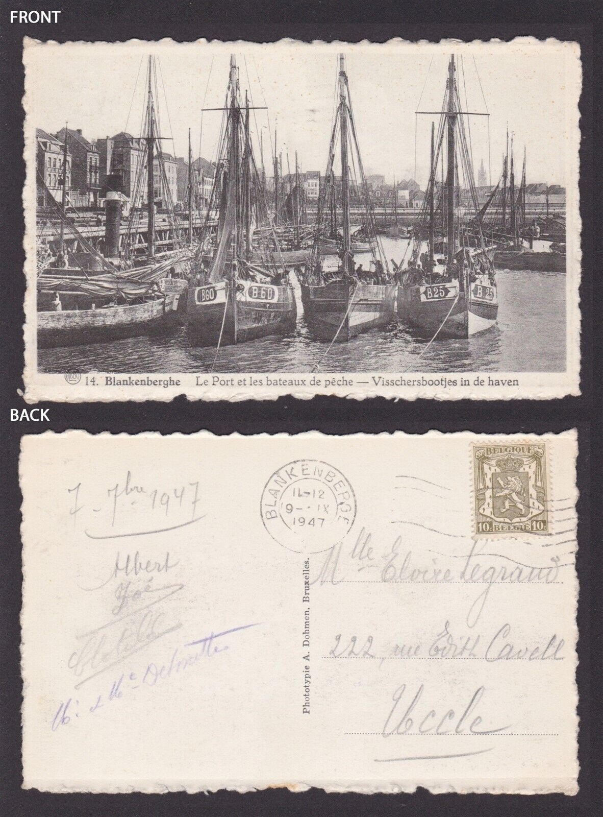 BELGIUM, Vintage postcard, Blankenberge, Le Port et les bateaux de pêche