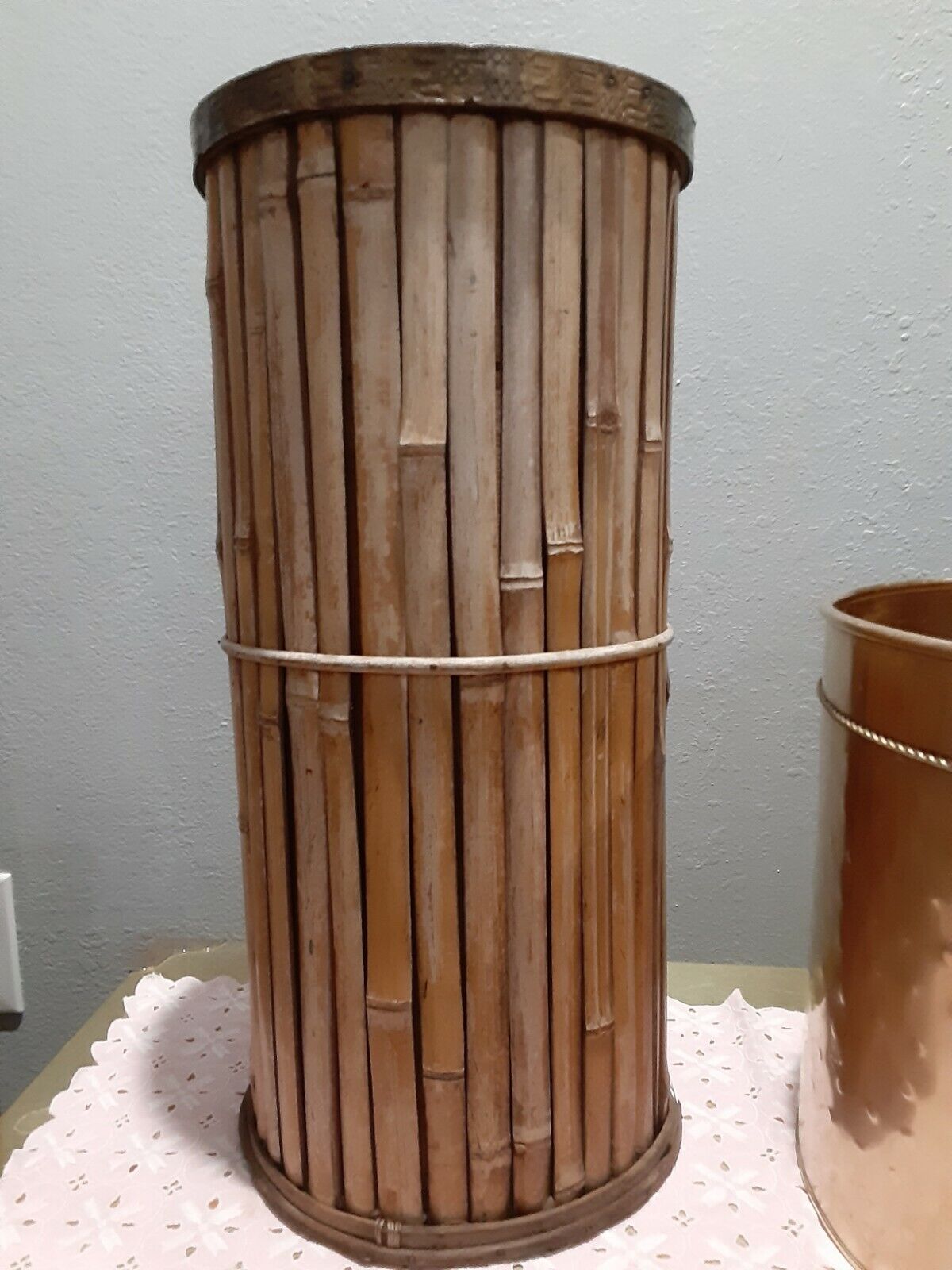 Vintage Mid Century Lucky Bamboo Umbrella Stand 18.5” Floor Standing 