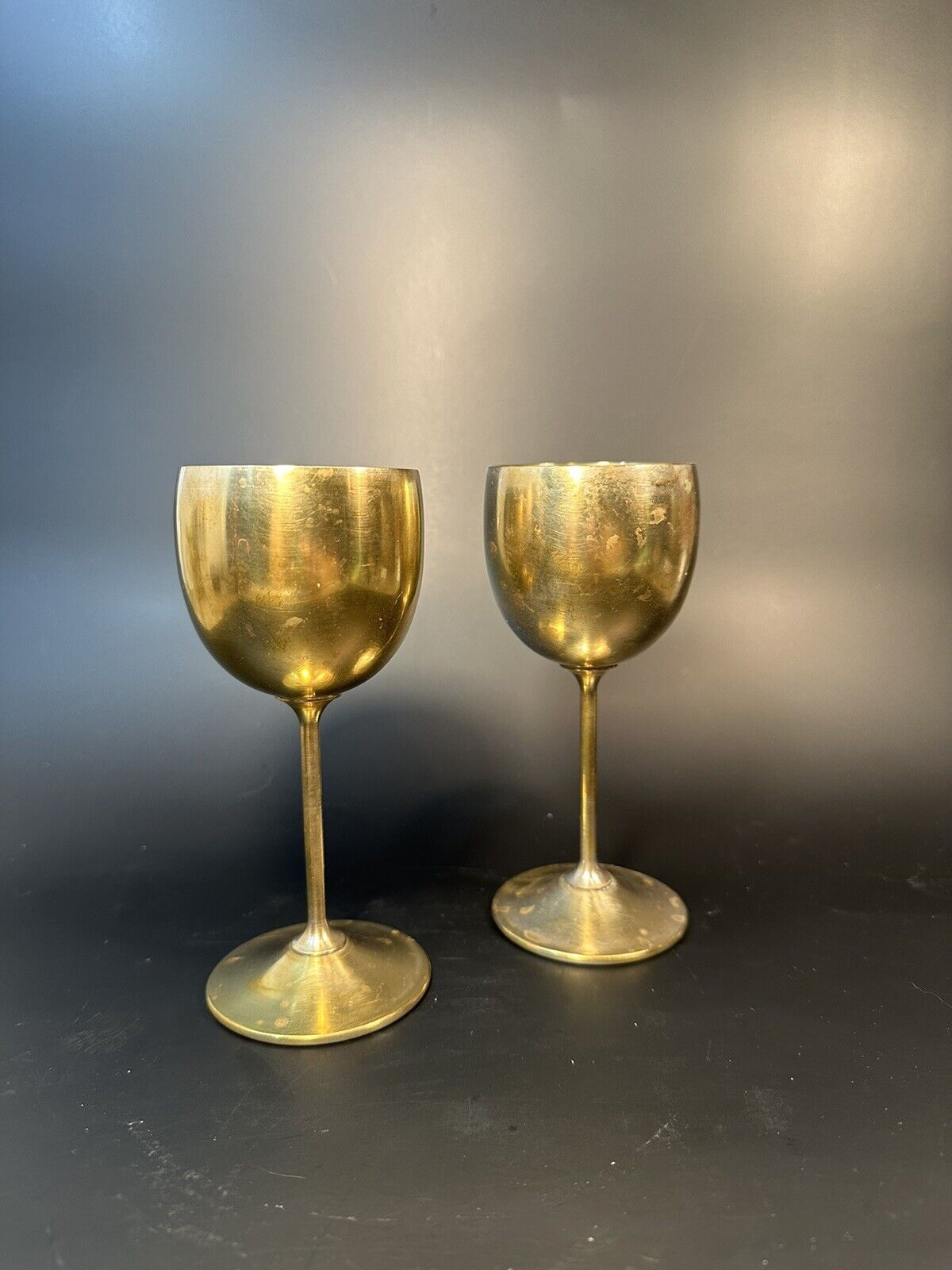 Vintage Set Of 2 Brass Goblets B.P. Brass Spain