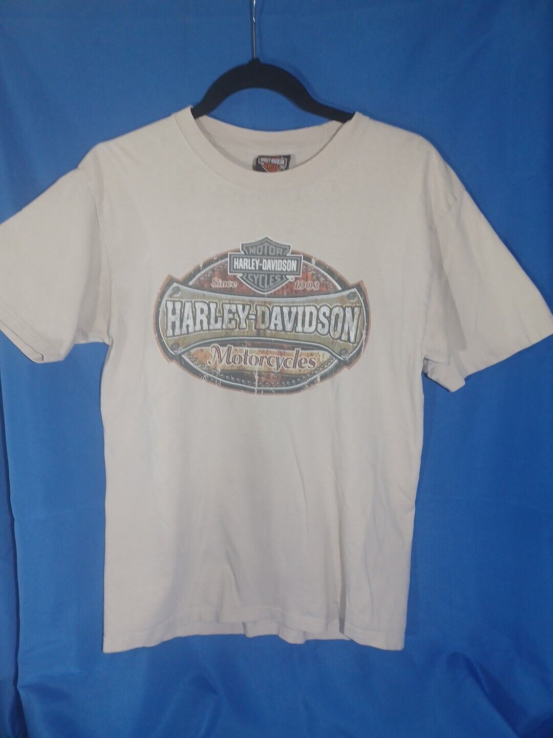  2007 Mens Harley Davidson Motorcycles Plaque T-Shirt Fresno California Medium M