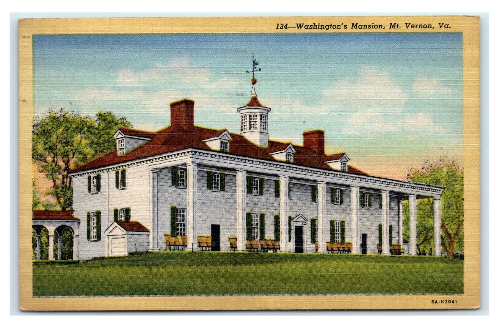 Postcard Washington\'s Mansion, Mt Vernon VA 1948 D119