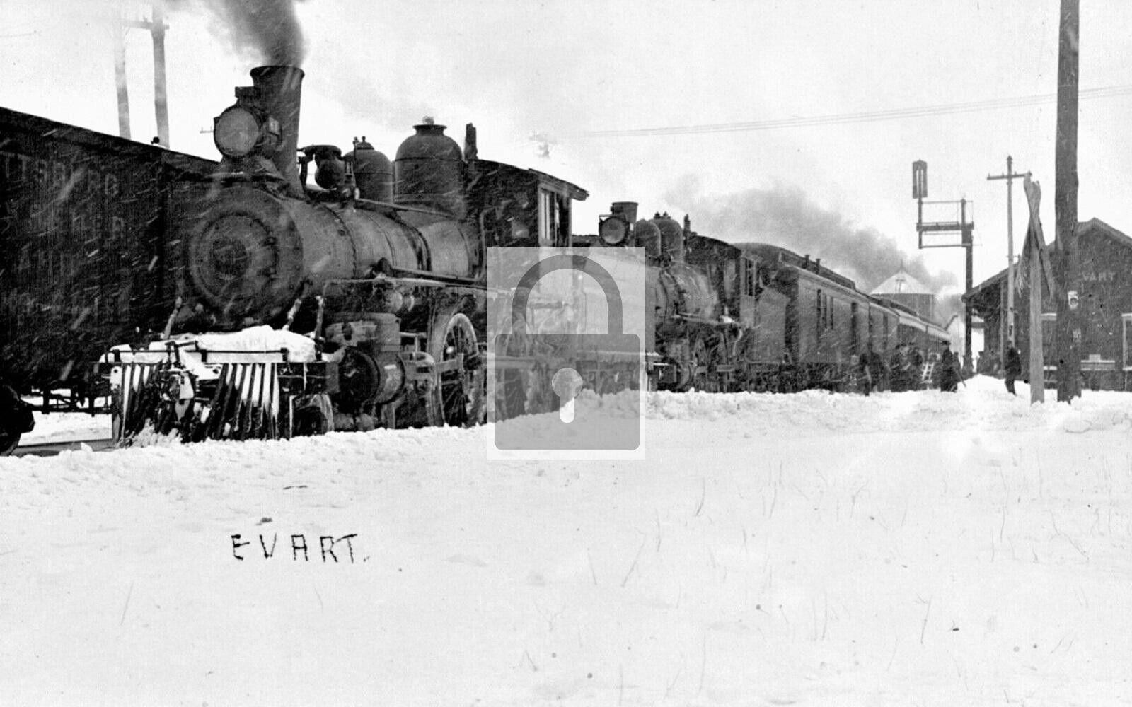 Railroad Train Station Depot Evart Michigan MI Reprint Postcard