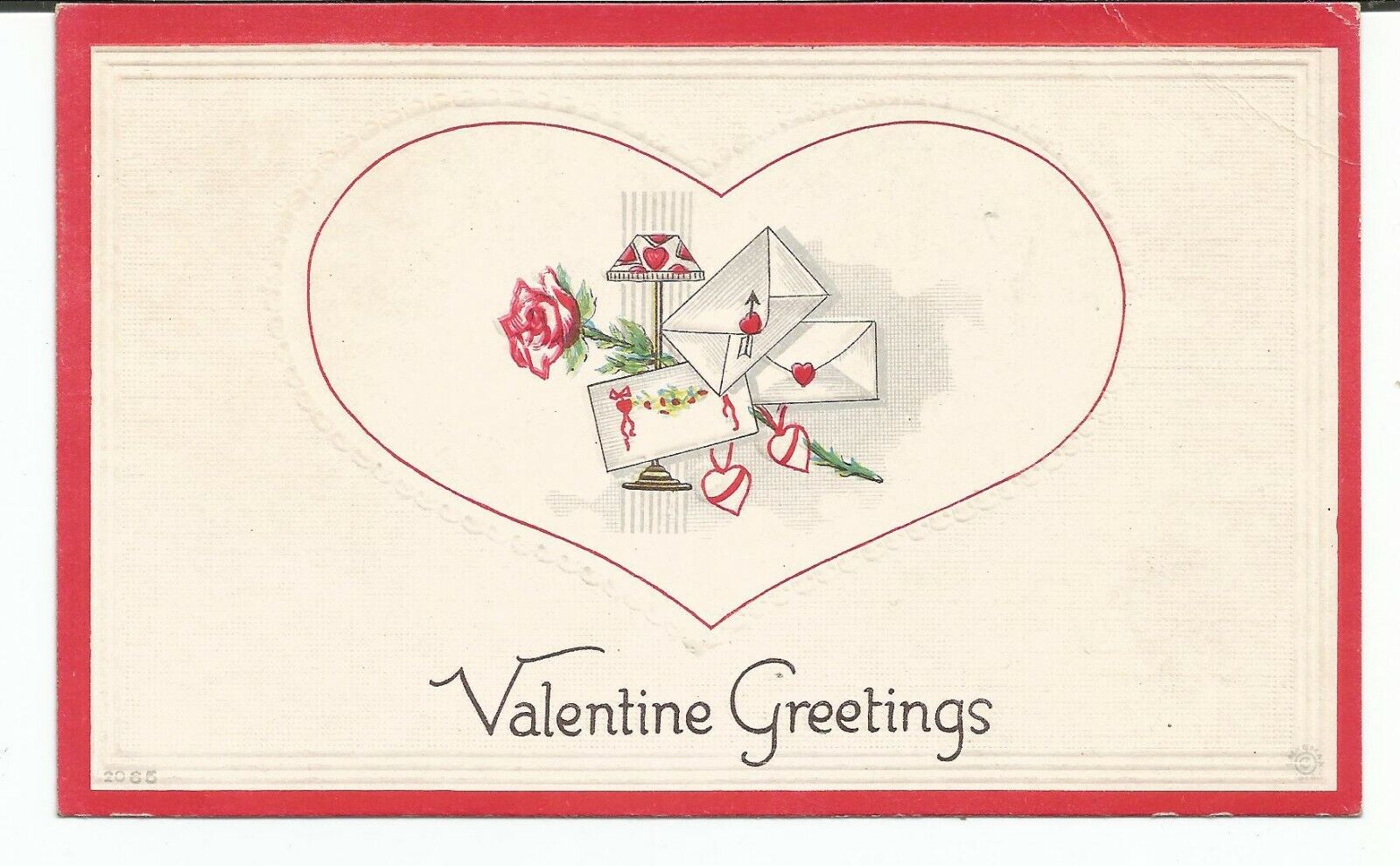 Valentine Mail Greetings Unposted Vintage Postcard Red Border