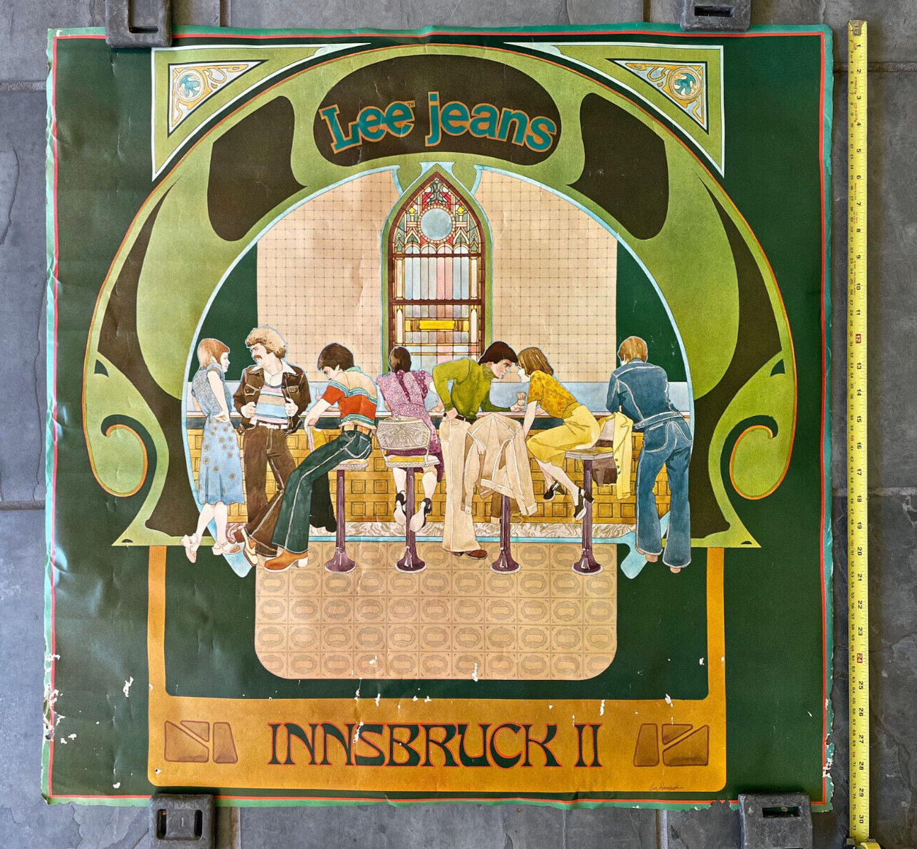 1970\'s GROOVY Lee Jeans Innsbruck II Store Poster 30x30 Flared Bell Bottom Art
