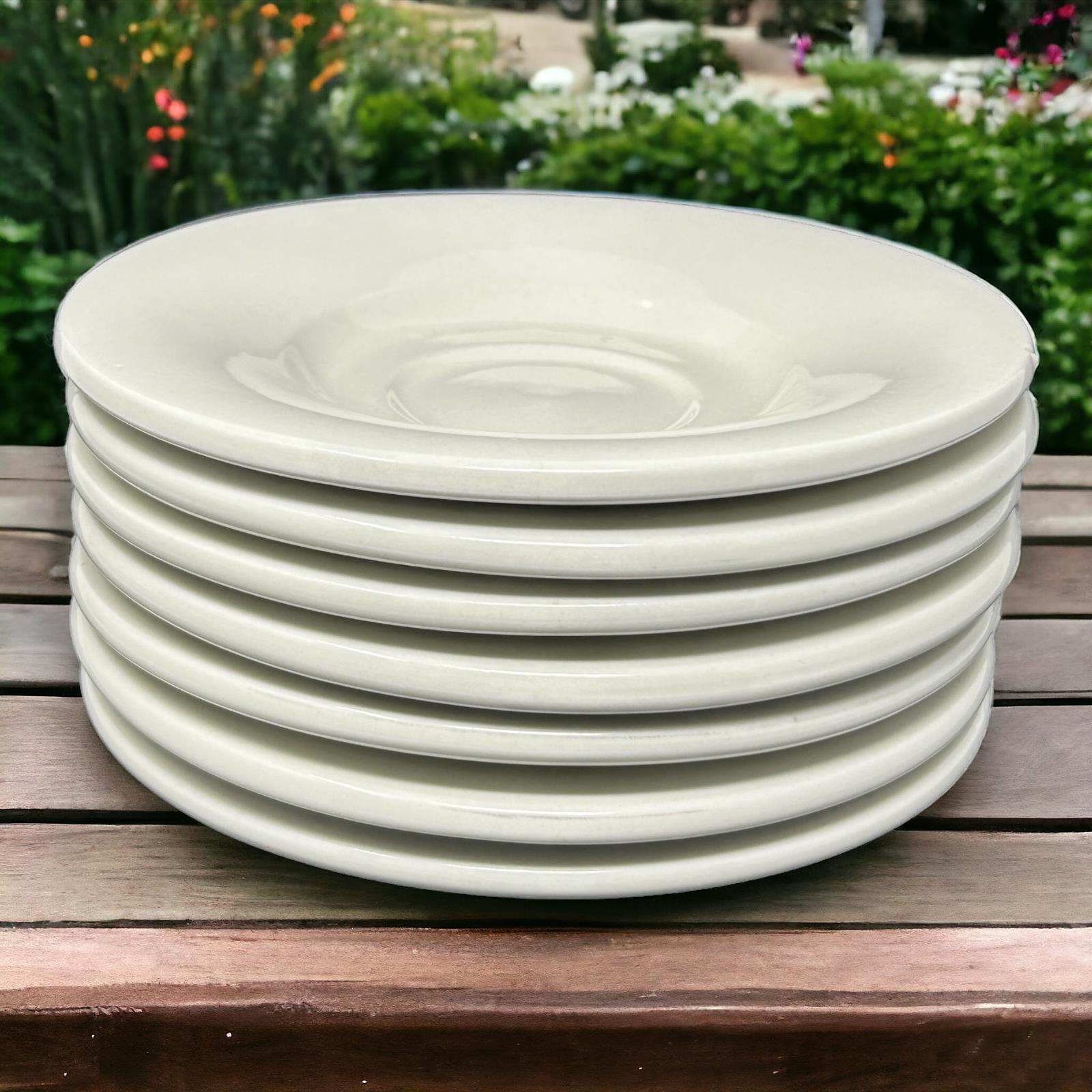 Pottery Barn Saucer Plates Set of 7 Oven Microwave Safe Heavy Restaurant Quality