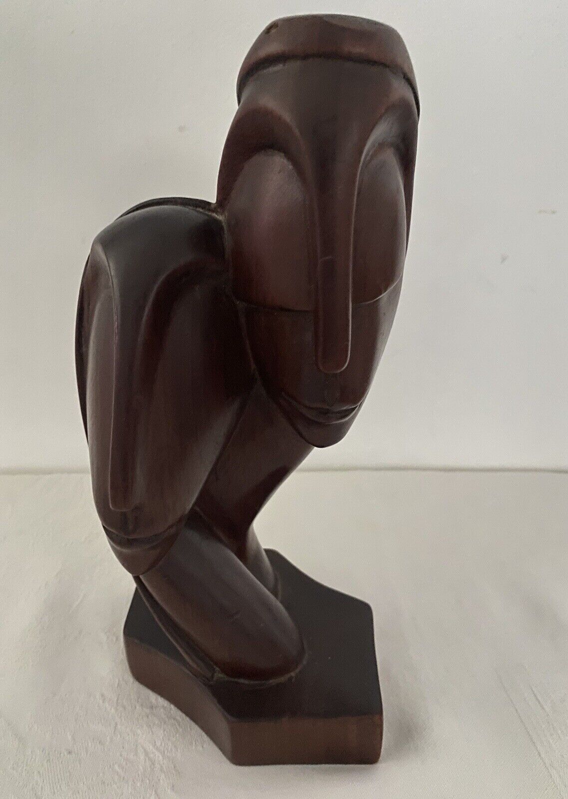 Vintage Andre Decembre Haitian Wood Carving Lamoureuse Lovers Sculpture Signed