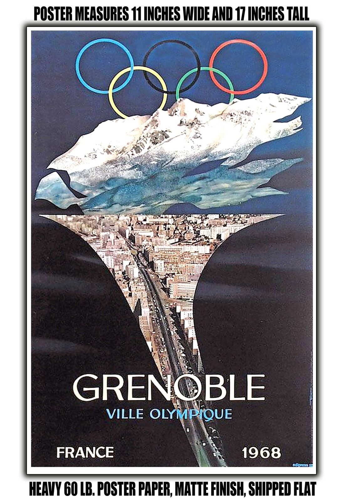 11x17 POSTER - 1968 Grenoble Olympic City, France 1968