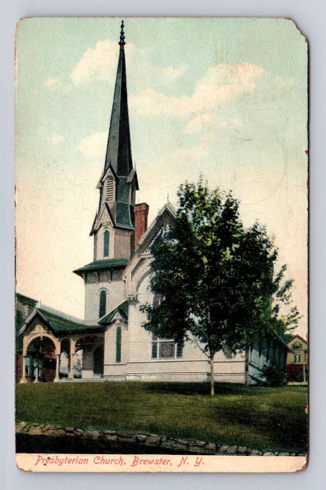 Brewster NY-New York, Presbyterian Church, Antique, Vintage c1915 Postcard