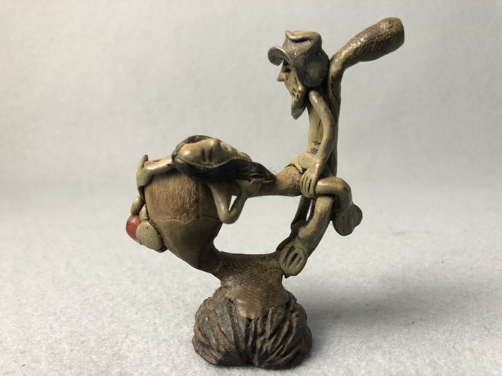 Vintage Miniature Figure Man And Woman Together / Pipe