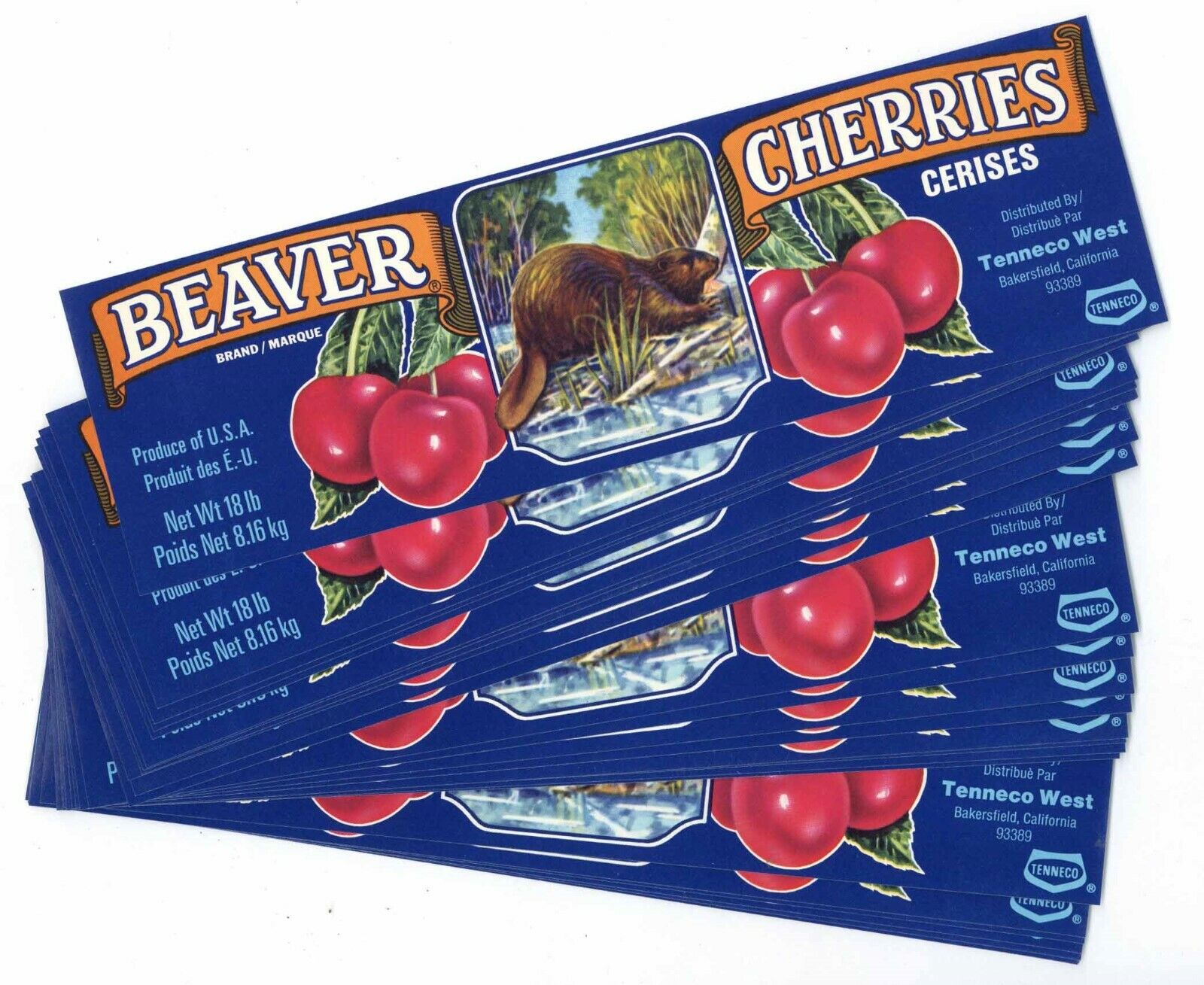25 Beaver Brand Cherry Crate Labels, Wholesale