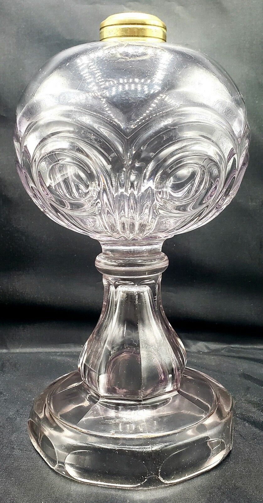 Antique PANELLED BULLSEYE All Glass Oil Kerosene Stand Lamp Thuro Ref. c.1860s