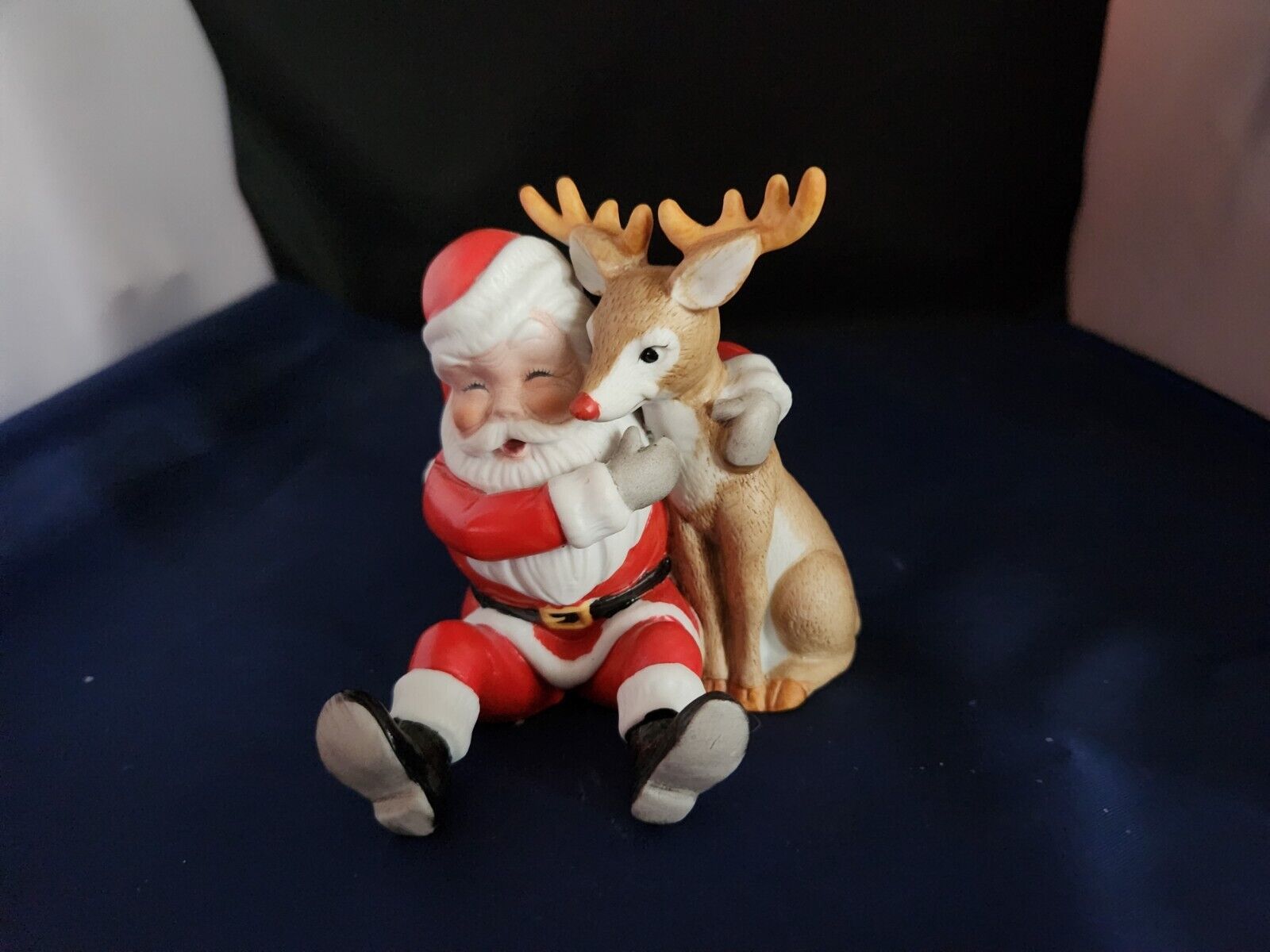 George Good Santa Claus With Reindeer Figurine