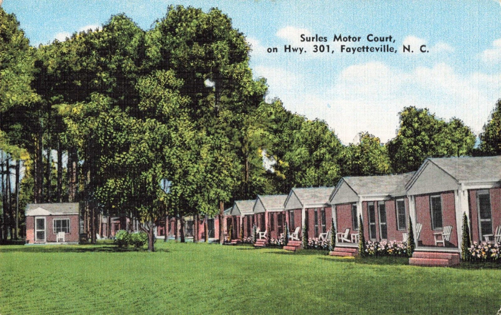 Fayetteville NC, Surles Motor Court Motel Advertising, Vintage Postcard