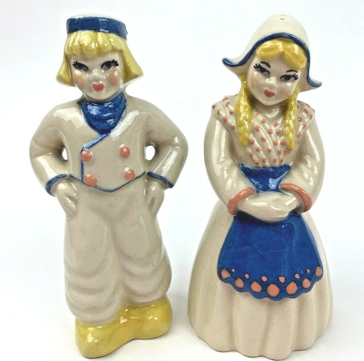 Vintage Ceramic Art Studio Dutch Boy Girl Mr Mrs Salt and Pepper Shakers