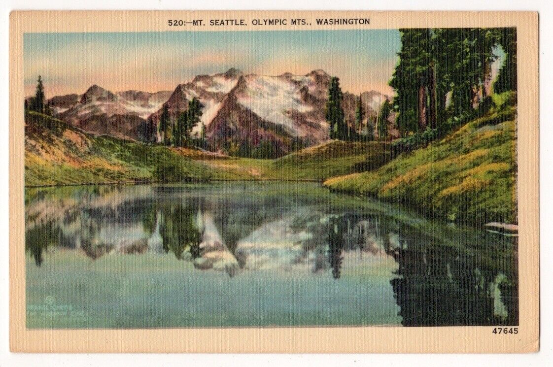 Olympic Mountains Washington c1940\'s Mt. Seattle, lake