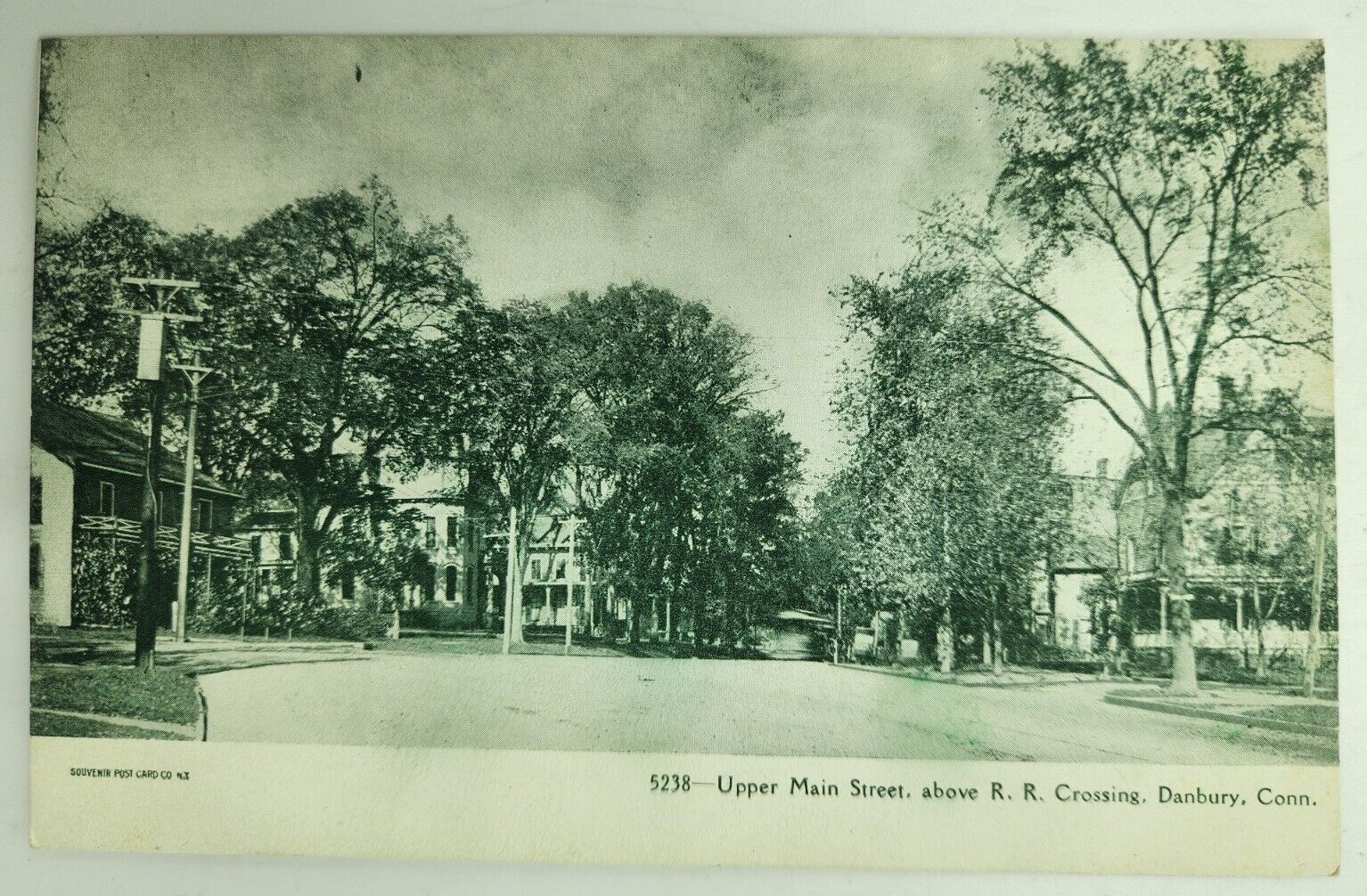 Upper Main Street Danbury Conneticut CT Above R/R Crossing c1900\'s Vtg Postcard