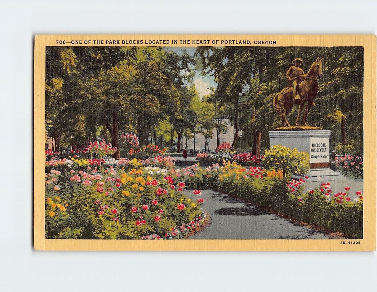 Postcard One of the Park Blocks Portland Oregon USA