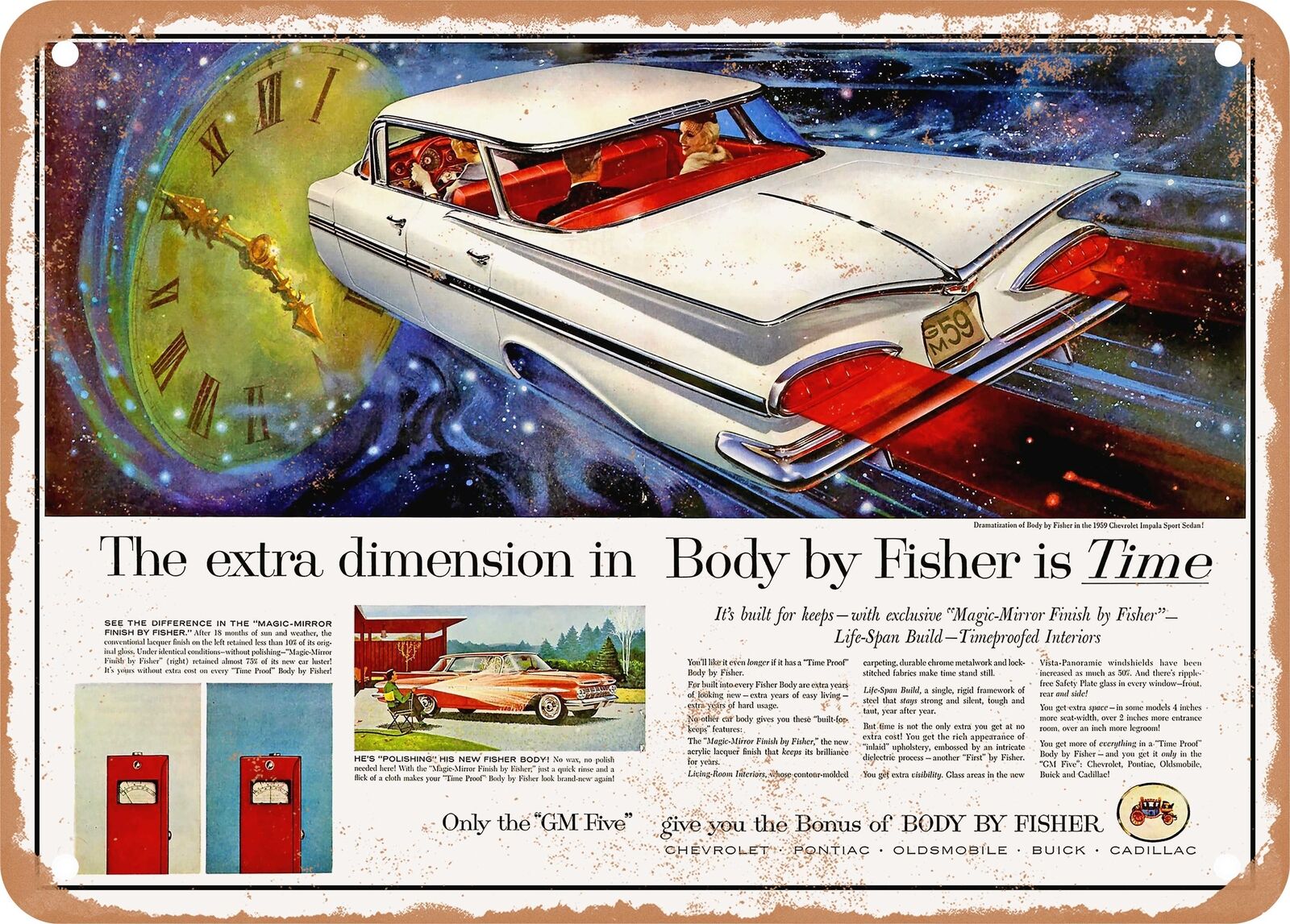 METAL SIGN - 1959 Chevy Impala Sport Sedan the Extra Dimension in is Time