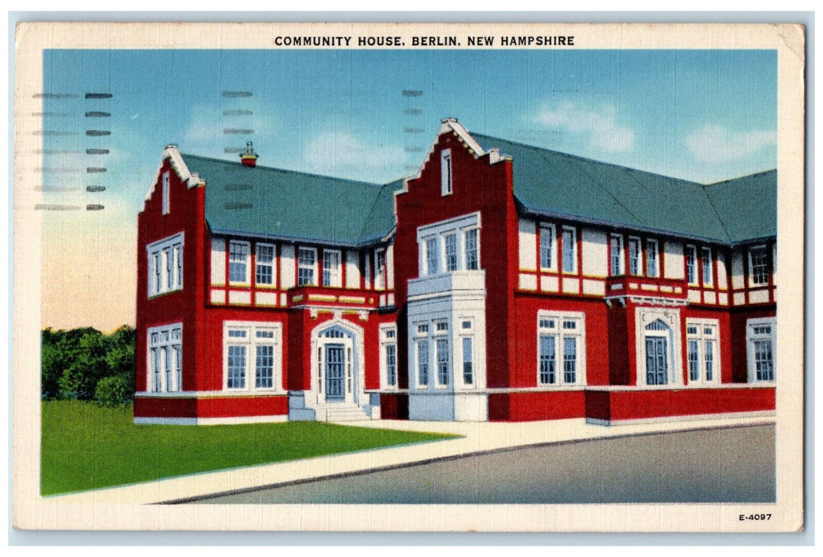 1941 Community House, Berlin New Hampshire NH Posted Vintage Cancel Postcard