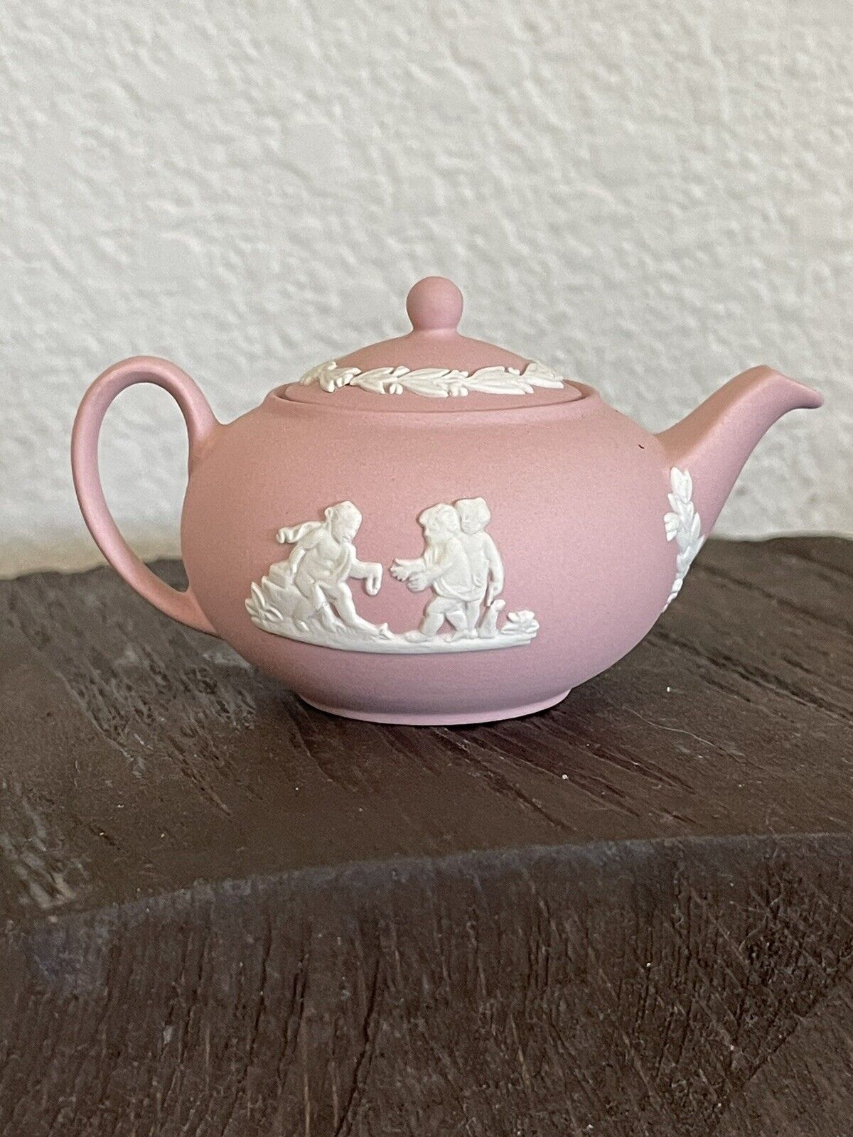 Wedgwood Miniature Pink Jasperware Teapot Made In England