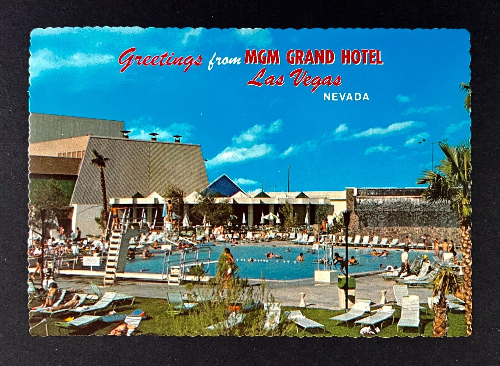 1970s Greetings From MGM Grand Hotel Las Vegas Nevada Pool Vintage Postcard