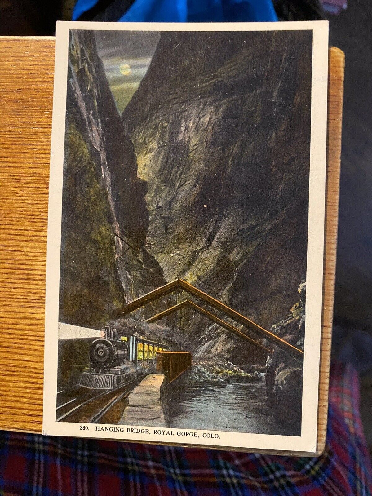 Hinging Bridge at Night, Royal Gorge, Colo.  Postcard