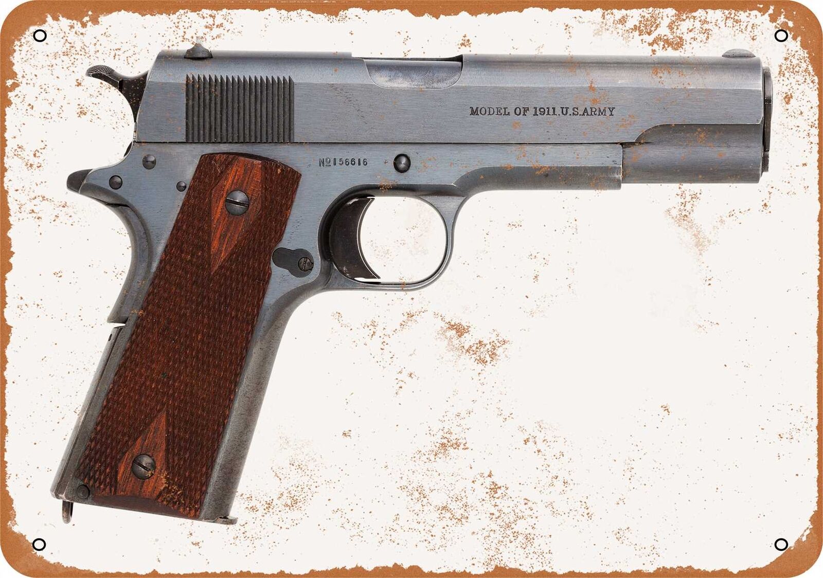 Metal Sign - Gun Art - Colt Model 1911 Pistol -- Vintage Look