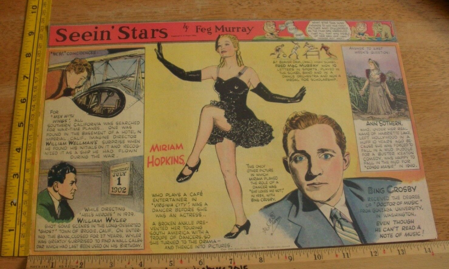 Miriam Hopkins Ann Sothern Bing Crosby Seein\' Stars Feg Murray 1939 panel ai