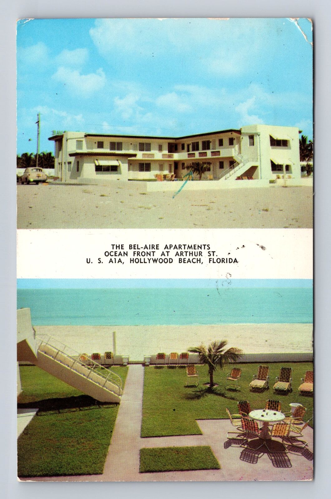Hollywood Beach FL-Florida, The Bel-Aire Apartments Vintage c1953 Postcard