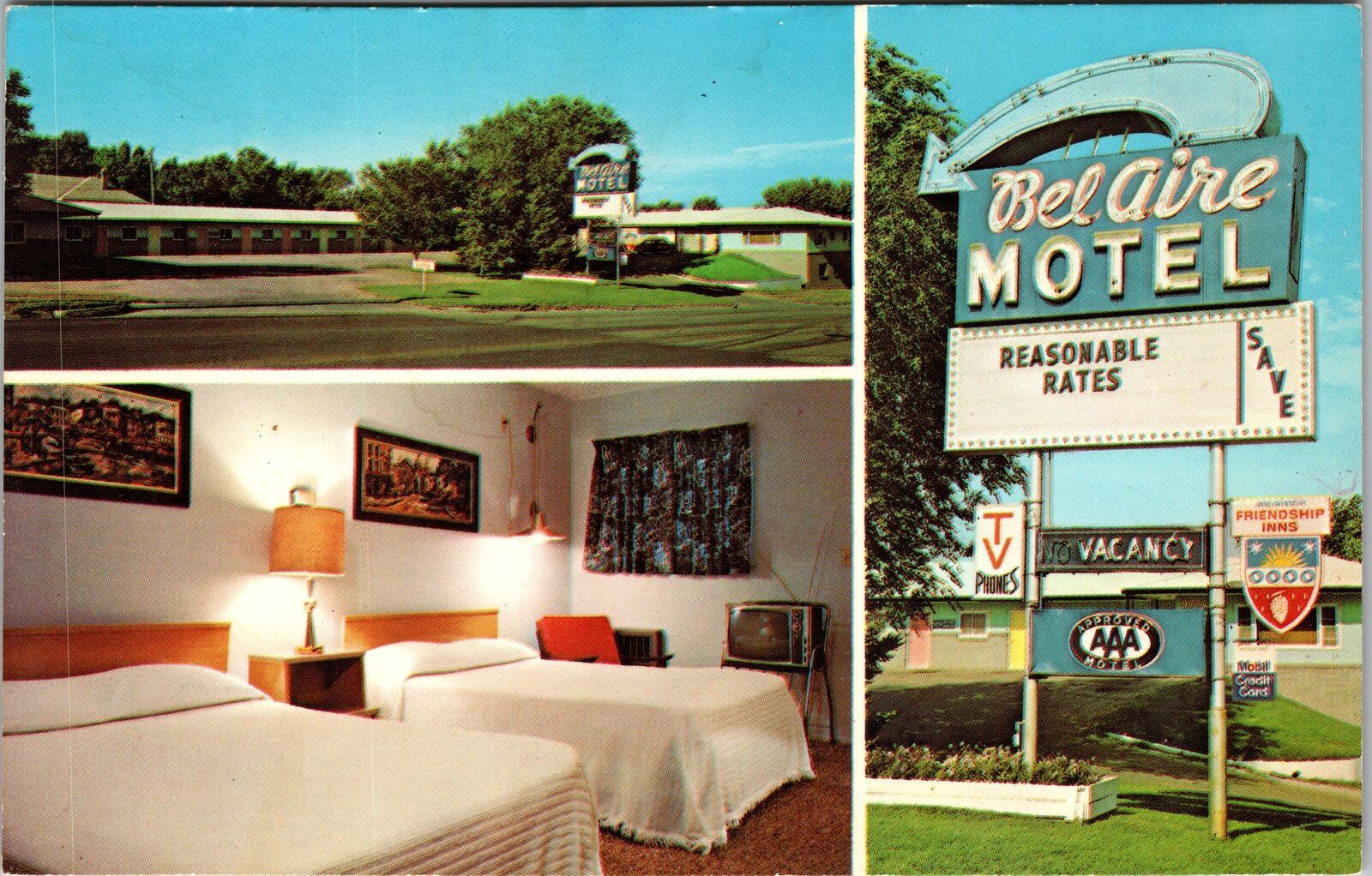 Chamberlain SD-South Dakota, Bel Aire Motel, Sign, Vintage Postcard
