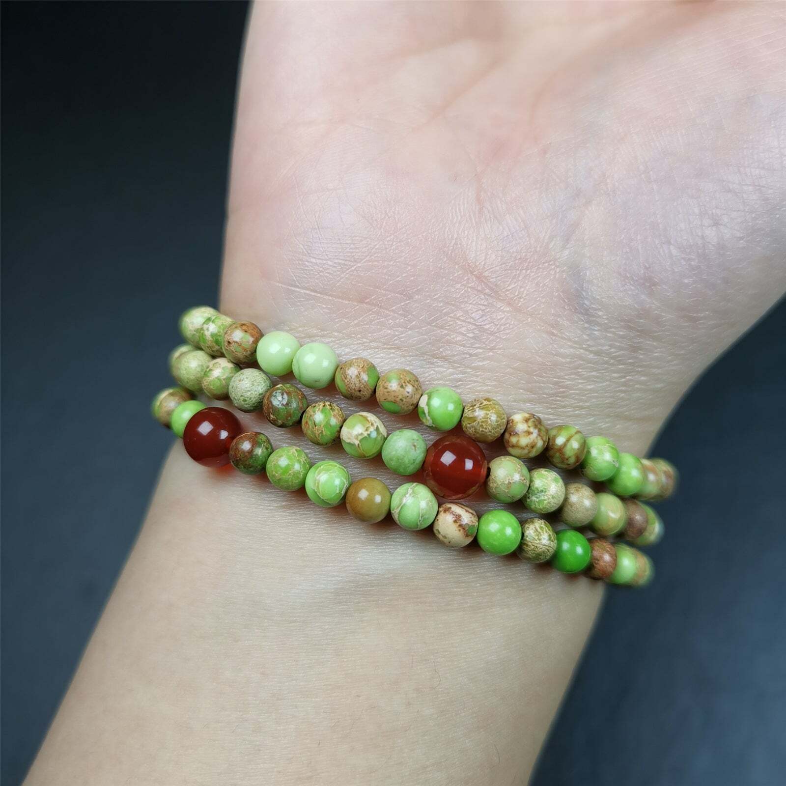 Gandhanra Unique multi-layered Bracelet for women,4mm Turquoise Beads Mala