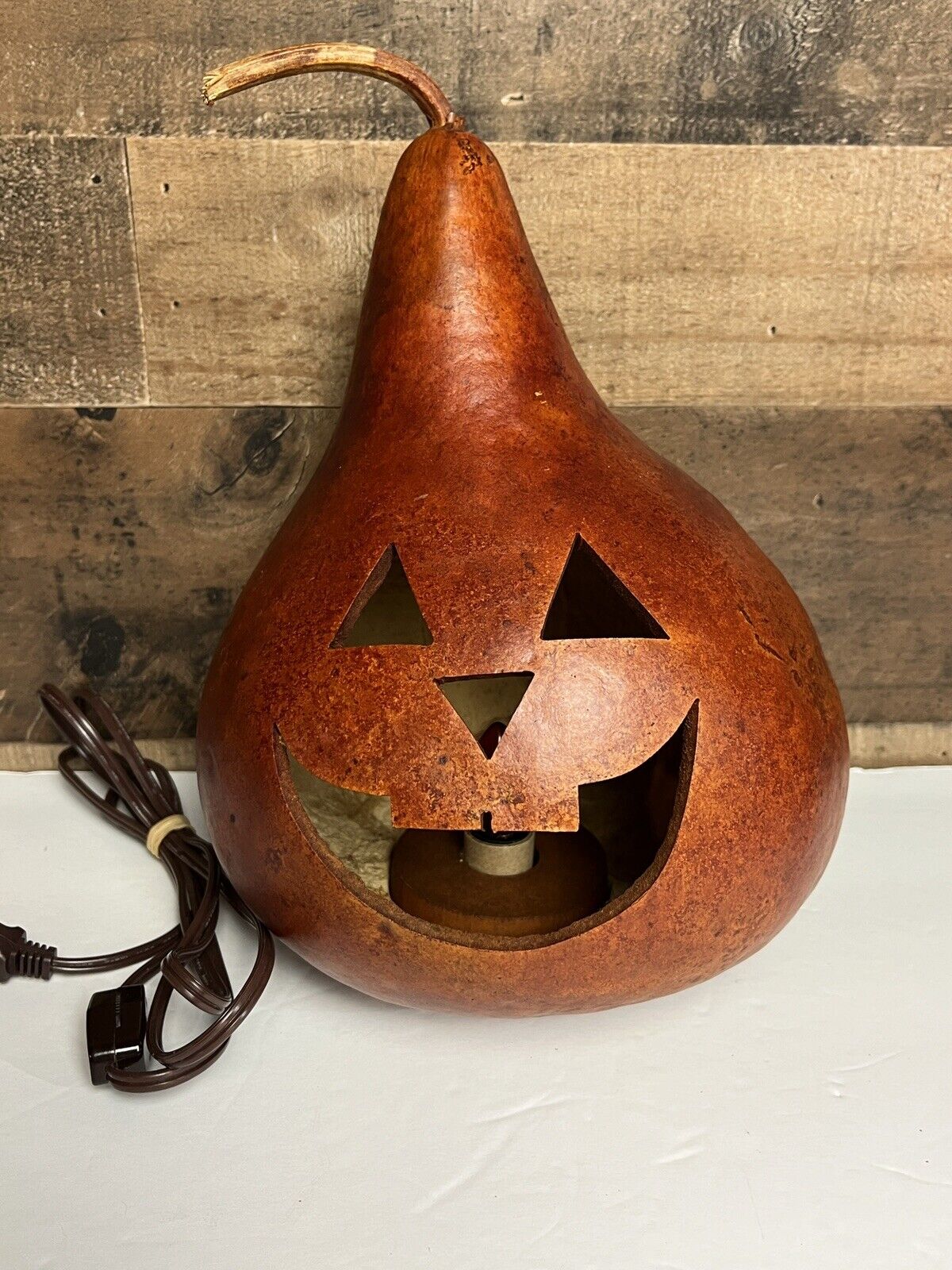 Lighted Jack O Lantern Pumpkin Halloween Hand Crafted USA Meadowbrooke Gourds