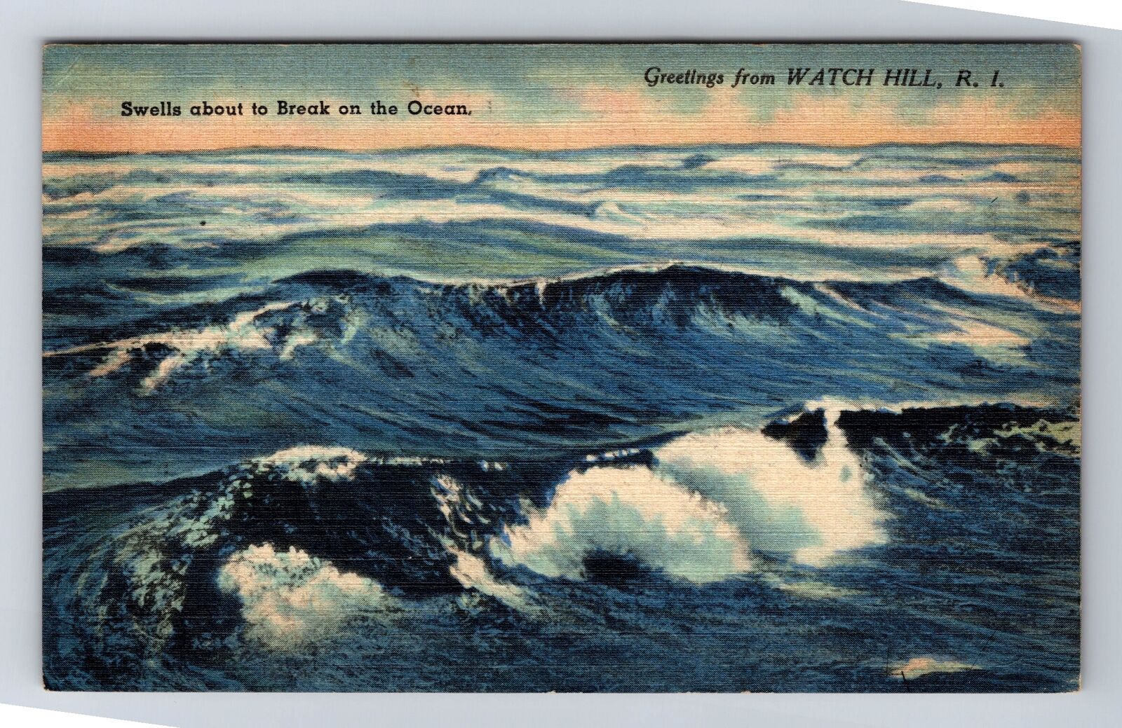 Watch Hill RI- Rhode Island, Greetings, Antique Souvenir, Vintage c1946 Postcard
