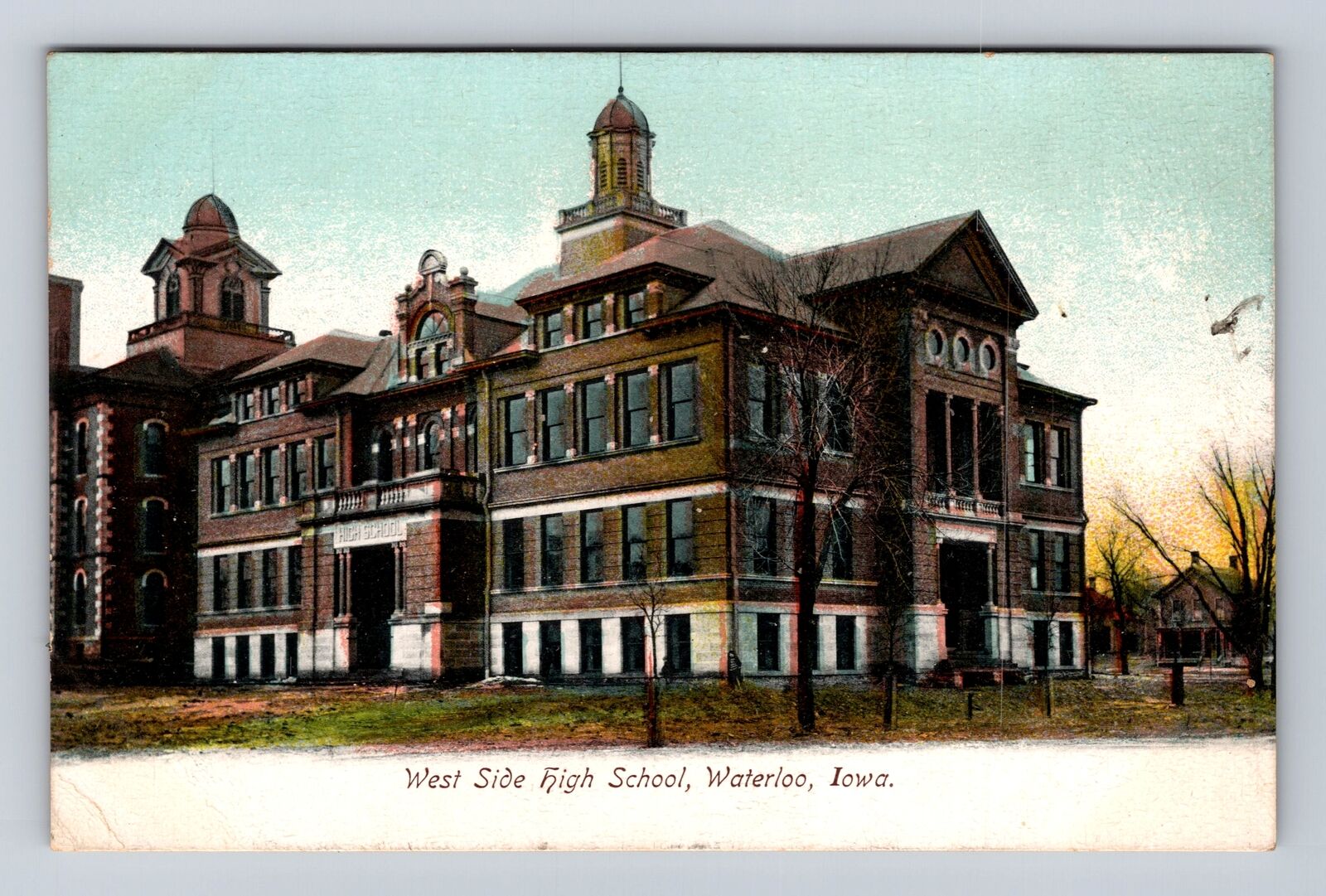 Waterloo IA-Iowa, West Side High School, Antique, Vintage Souvenir Postcard