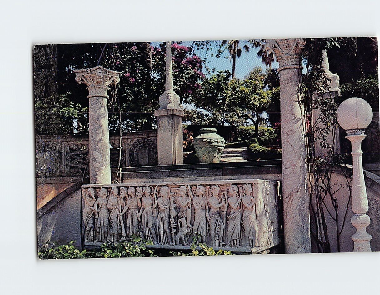 Postcard Roman Sarcophagus Hearst San Simeon State Historical Monument CA USA