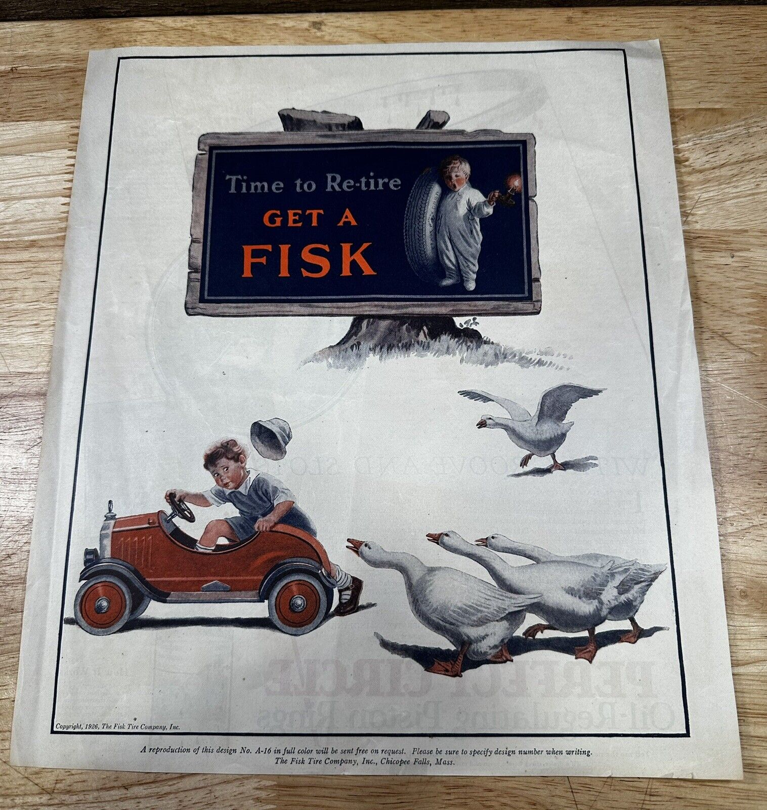 The Fisk Tire Company “Time To Re-tire, Get A Fisk” Advertising Print
