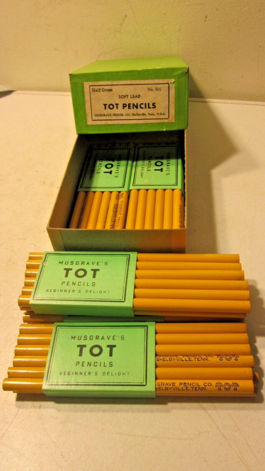 Vintage Half Gross No.501 Soft Lead TOT PENCILS 5 Stack in Box
