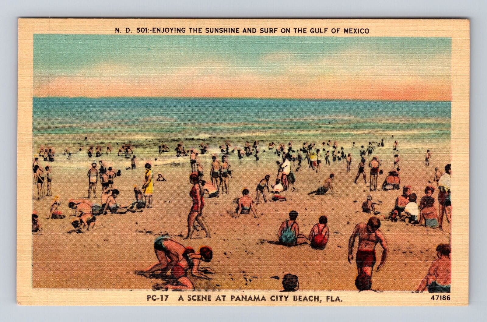 Panama City FL-Florida, Sunshine And Surf On The Gulf, Antique Vintage Postcard