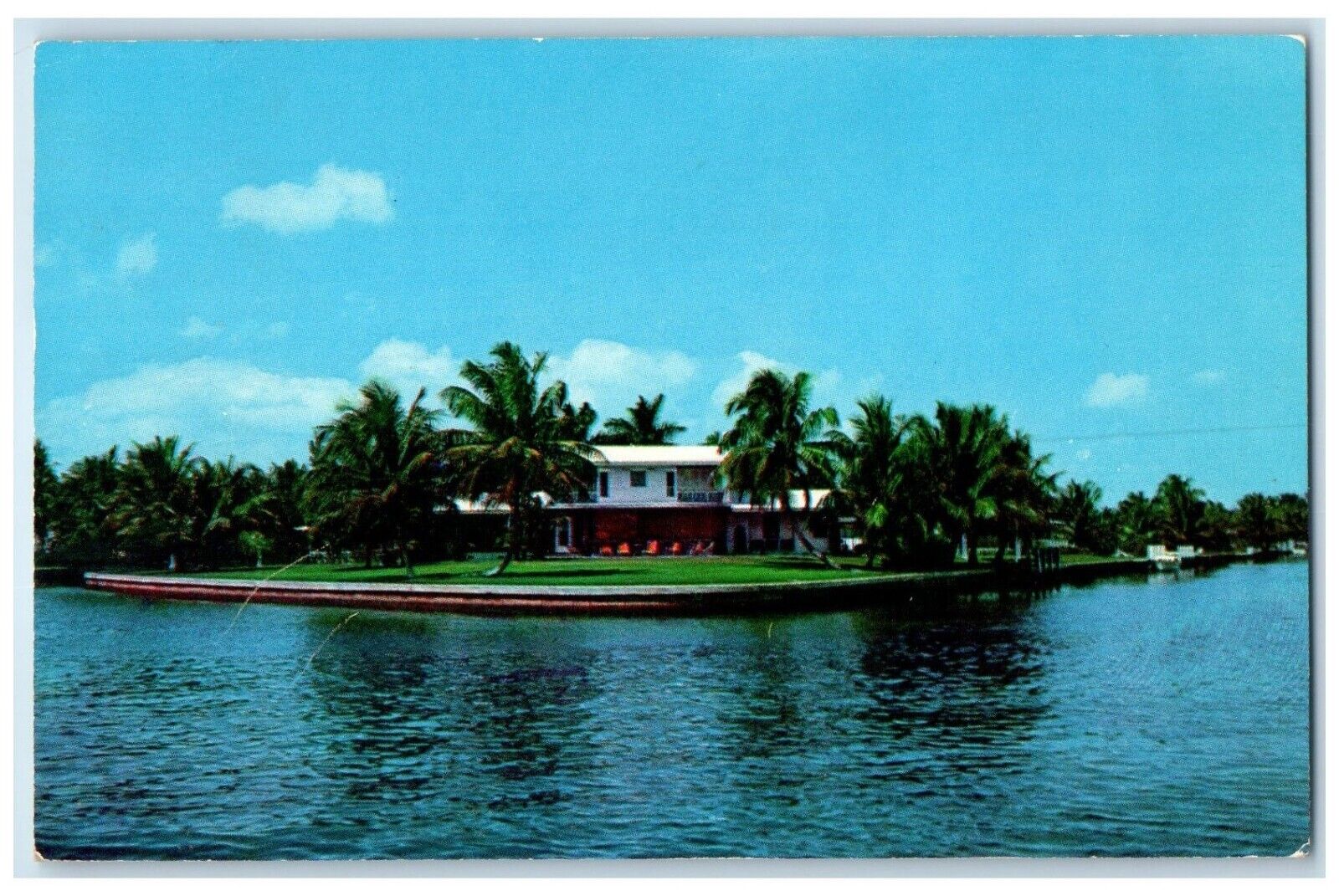 1957 Beautiful Waterfront Home New River Ft. Lauderdale Florida Vintage Postcard