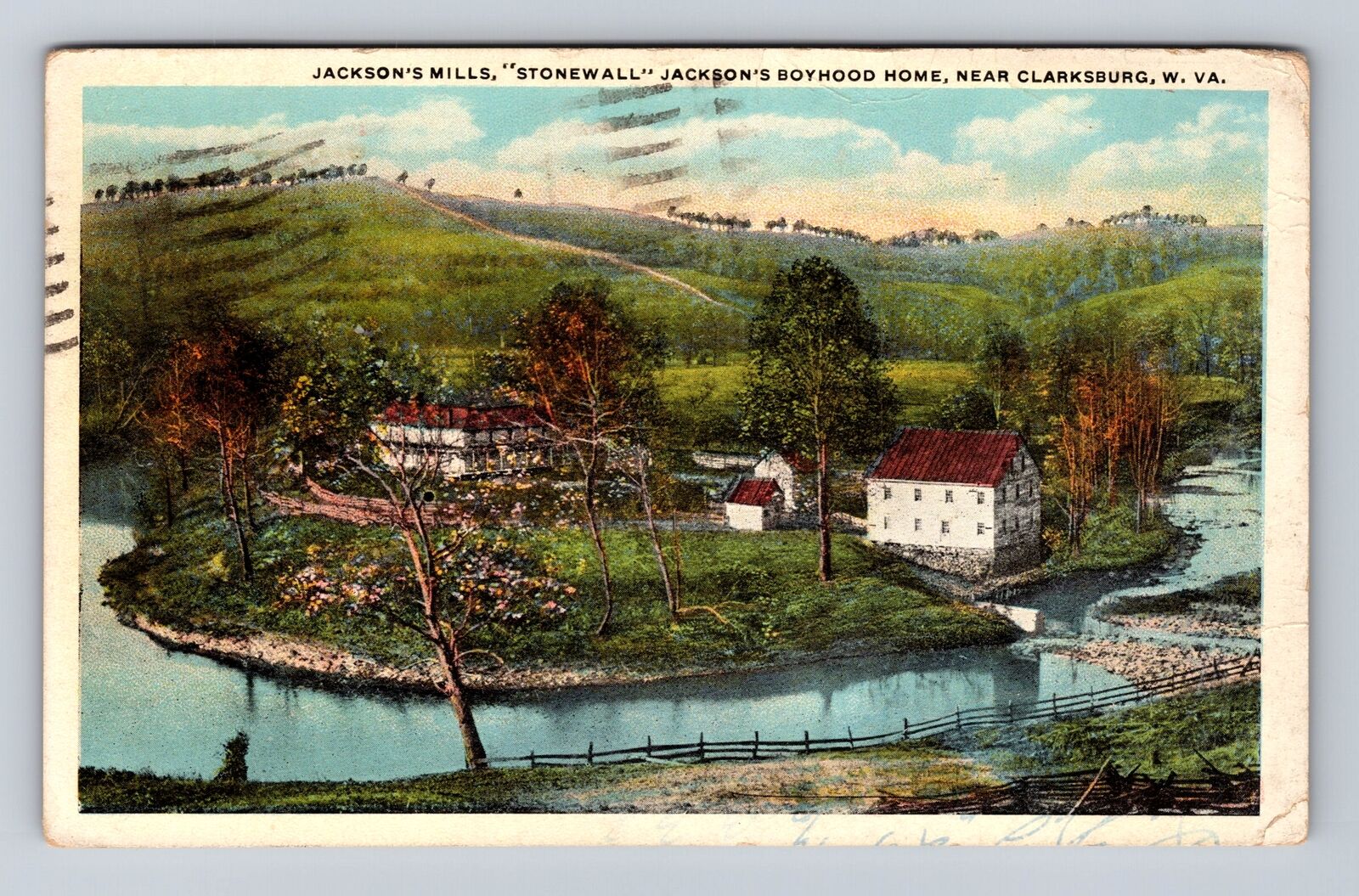 Clarksburg WV-West Virginia, Jackson's, Boyhood Home, Vintage c1924 Postcard