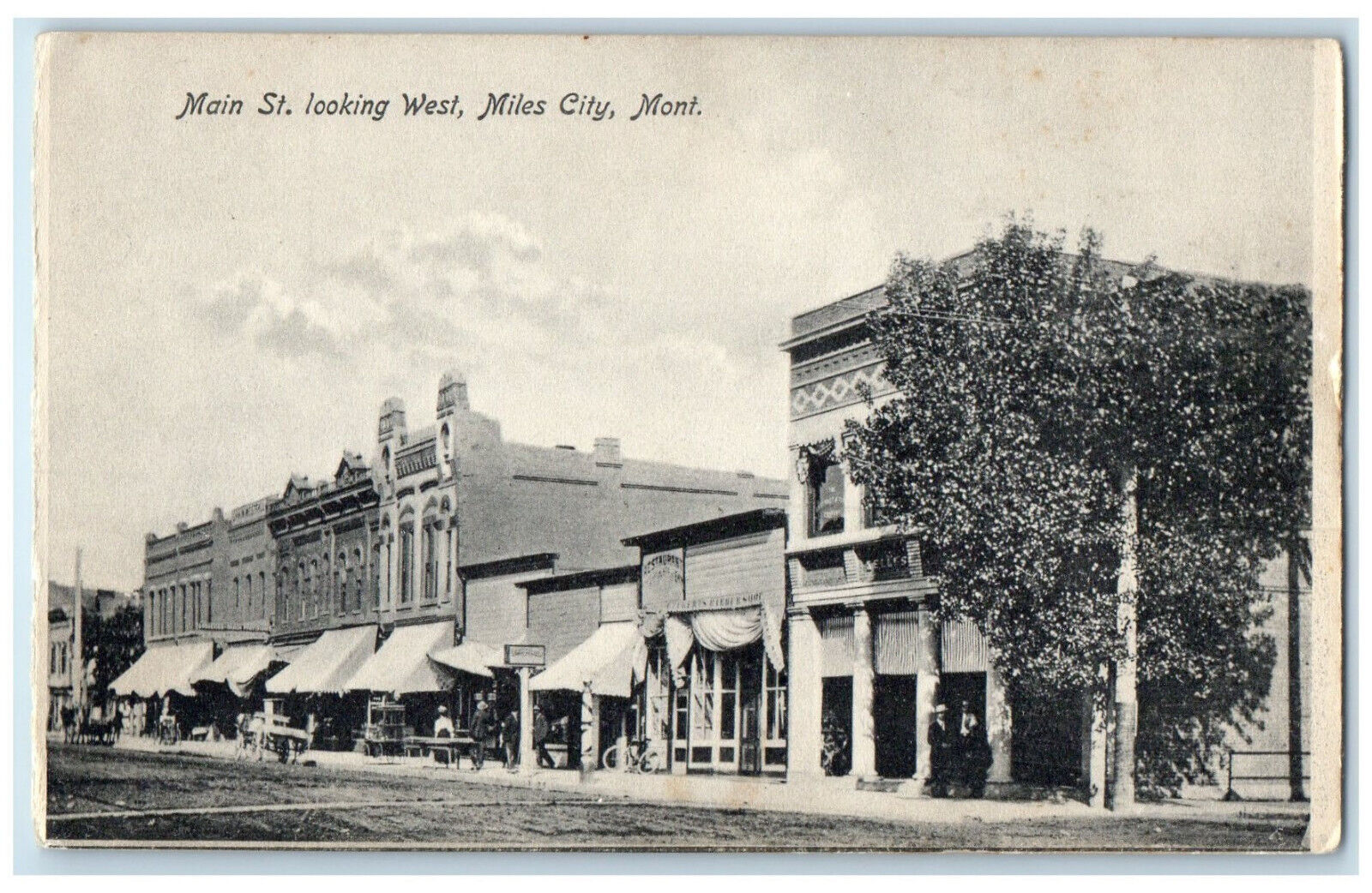 c1910 Main Street Looking West Miles Ciy Montana MT Antique Postcard