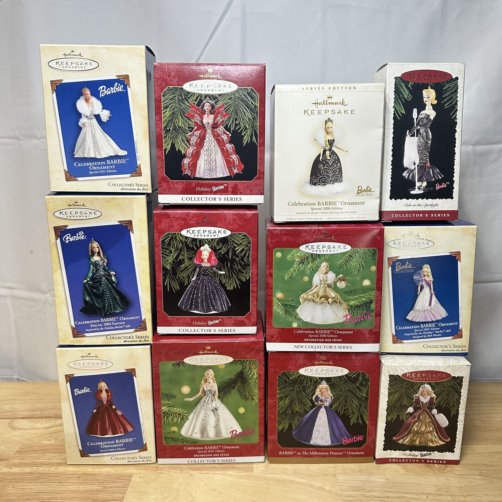 Lot of 12 Vintage Hallmark Keepsake Barbie Mixed Series Ornaments In Boxes