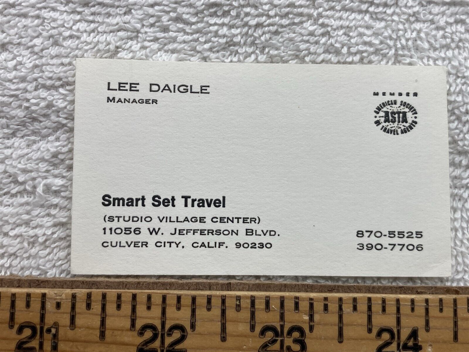 Vintage Business Card Lee Daigle Smart Set Travel Culver City California