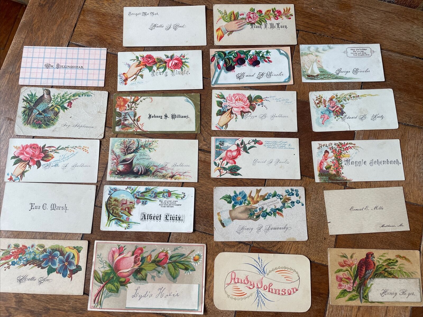 22 Antique Victorian Calling Cards