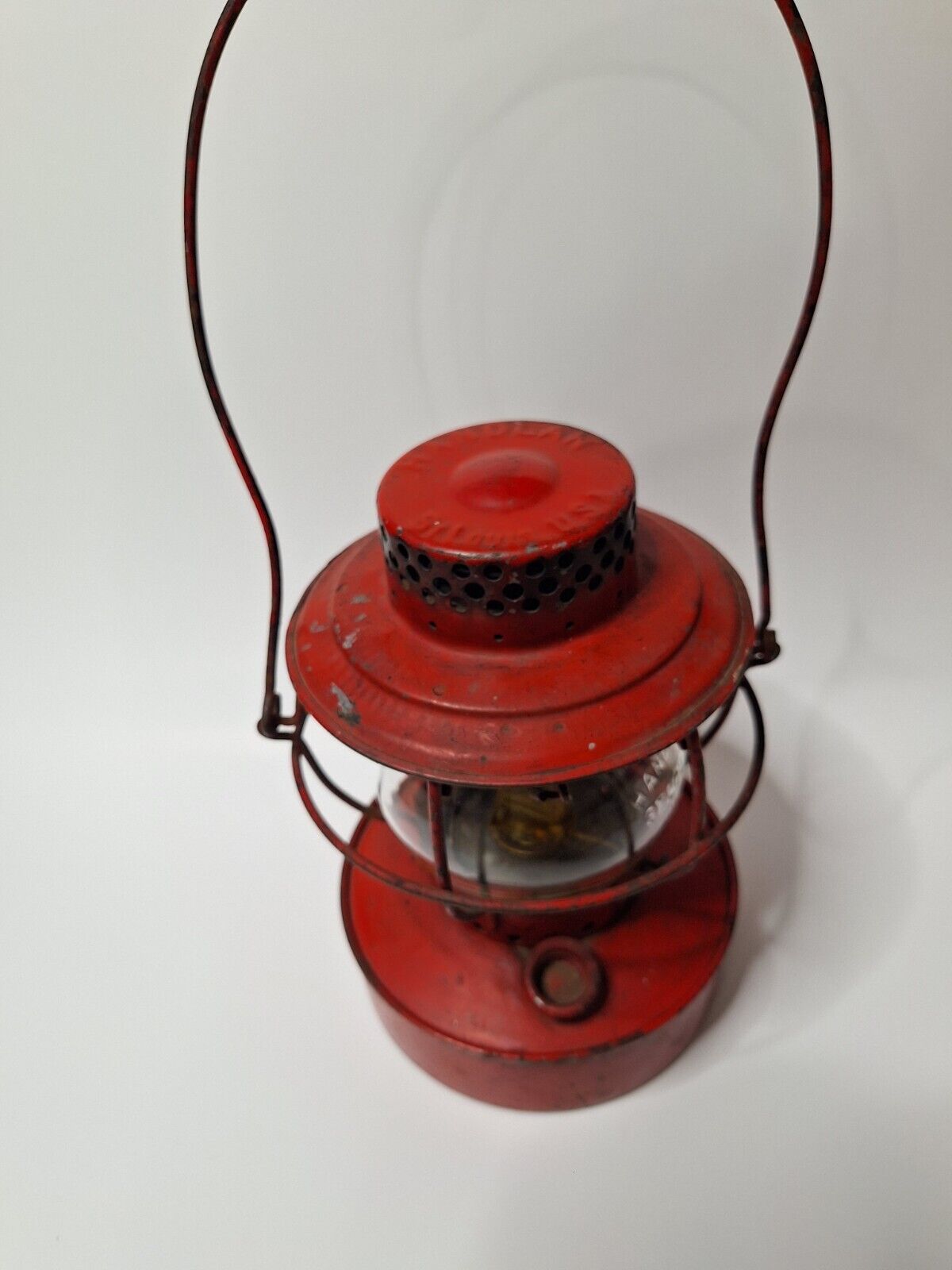 Antique Handland St Louis Red Oil Lamp 